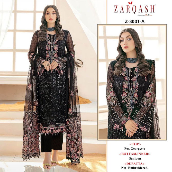 Z 3031 By Zarqash Heavy Georgette Pakistani Suits Wholesale Clothing Suppliers In India